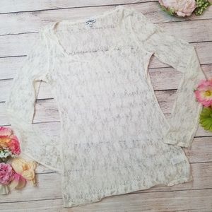 Express Sheer Lace Stretchy Top